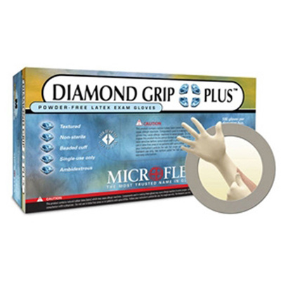 Microflex® Diamond Grip Plus™ Latex Gloves, 5.5 Mil Thick, Small, 100/Box, DGP-350-S