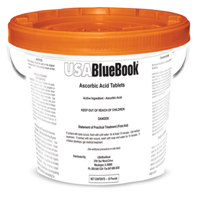 USABlueBook® Ascorbic Acid Dechlorination Tablets, 10 lbs USABlueBook® Ascorbic Acid Dechlorination Tablets, 10 lbs