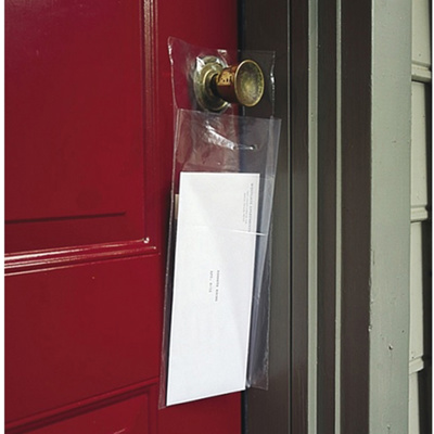 Plastic Doorknob Card Bags (14" x 6" Insert Max), Clear, 100/pk Plastic Doorknob Card Bags (14" x 6" Insert Max), Clear, 100/pk