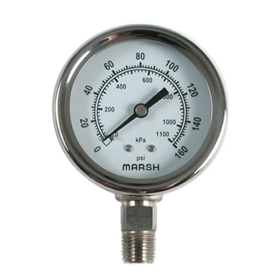 Marsh Bellofram  2-1/2" Dial Compound Gauge, Liquid Filled, 30"Hg 0-150 PSI, J7618P