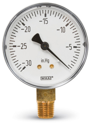 WIKA®, Pressure Gauge, 2.5", 30" Hg VAC - 15 Psi, Copper Alloy, 111.1, 4253035
WIKA®, Pressure Gauge, 2.5", 30" Hg VAC - 15 Psi, Copper Alloy, 111.1, 4253035