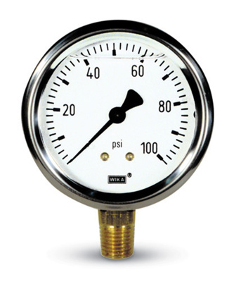 Pressure Gauge, 2-1/2" Dial, S.S., Liquid Filled, 200 PSI