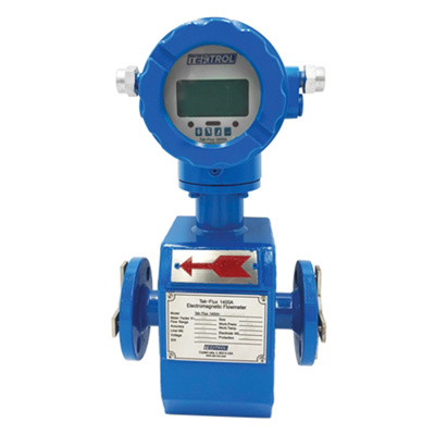 8" Tek-Trol Tek-Flux 1400A Electromagnetic Flowmeter, Integral Display, Hard Rubber Liner, SS Electrodes