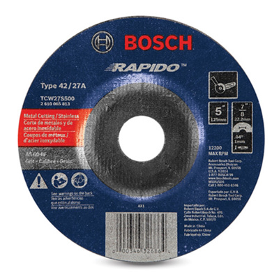 Bosch Type 27 Cutting Wheel, 60 Grit, 5" x .040" x 7/8" Bosch Type 27 Cutting Wheel, 60 Grit, 5" x .040" x 7/8"