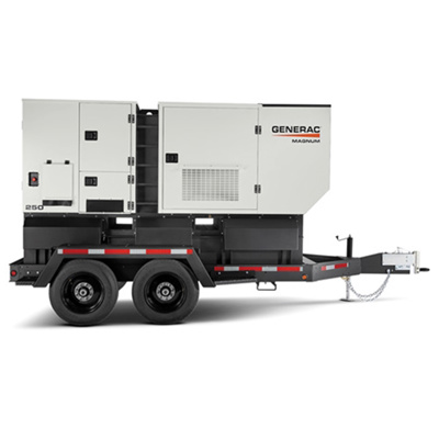 Generac® Mobile Towable Diesel Generator, 200 kW/250 kVA (Prime), MDG250DF4-STD3 w/ MTG060 Trailer