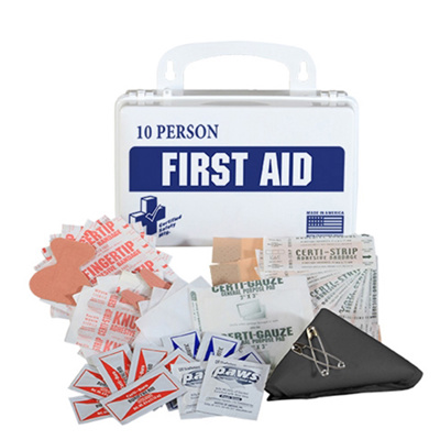 Certified Safety 10-Person First Aid Kit, Plastic Container Certified Safety 10-Person First Aid Kit, Plastic Container