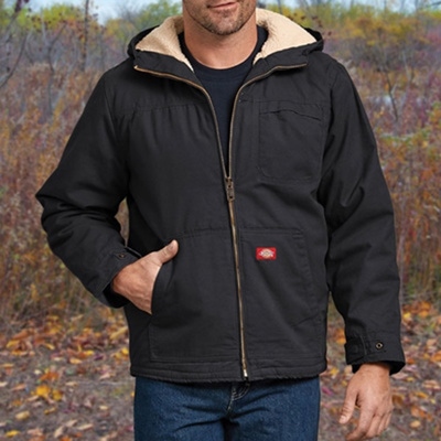 Dickies® Duck Sherpa-Lined Hooded Jacket, Black, Large, TJ350