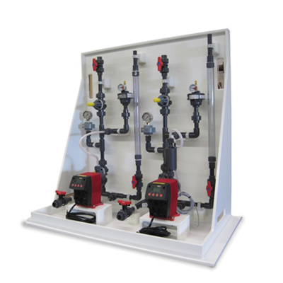 Jesco Double-Pump Skid System w/ MAGDOS LA Pumps, 12 GPD, 232 PSI, PVDF/Viton®/PTFE Jesco Double-Pump Skid System w/ MAGDOS LA Pumps, 12 GPD, 232 PSI, PVDF/Viton®/PTFE