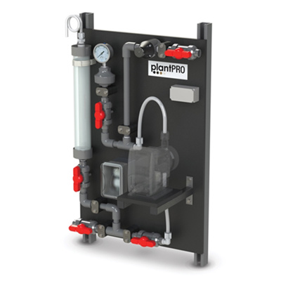 PlantPRO™ Chemical Feed System for Single-Pump Operation, PVC/EPDM, Panel-Mounted, 18"W x 30"H