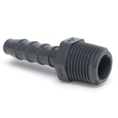 PVC Hose Barb Reducing Male Adapter, 3/4" NPT x 1/2 barb, 1436-101