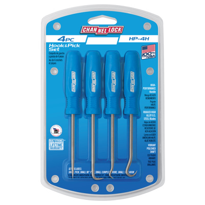CHANNELLOCK® 4-Piece Precision Hook & Pick Set, 4-Sided Grip, Natural Finish, HP-4H