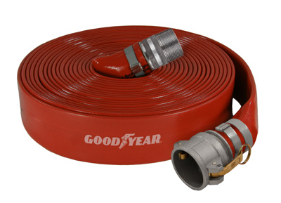 Red/Orange Heavy-Duty PVC Discharge Hose, 4" x 50' NPT(M) & Quick Alum(F)