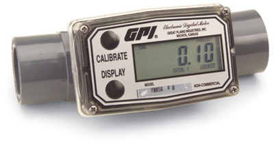 GPI PVC Inline Turbine Meter 1"NPT(F), 5-50 GPM