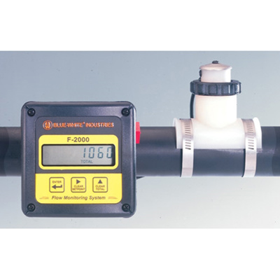 Blue-White® DIGI-METER® F-2000 Series Flowmeter, 2", Sch 40 Saddle, 30-300 GPM, Remote Display, Batch & Analog Output