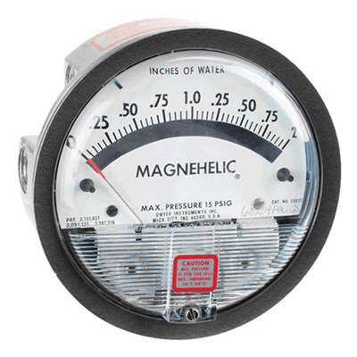 Dwyer® Magnehelic® Differential Pressure Gauge, 0 to 2.0" of water, 2002