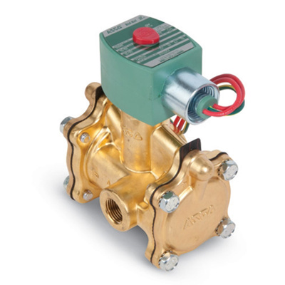 ASCO® Solenoid Valve, 1/2" NPT, 3-Way, Normally Closed, Brass Body, Manual Operator, 8316G064MO AC 120/60,1