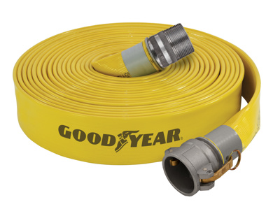 High-Pressure Yellow Jacket PVC/Nitrile Discharge Hose, 4" x 50' NPT(M), F Quick Alum