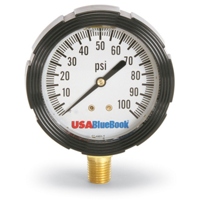 USABlueBook® 2-1/2" Liquid-Filled Pressure Gauge, 0 to 30 psi