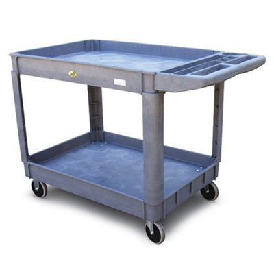 Vestil 2-Shelf Plastic Utility Service Cart, 17-1/2" x 31", PLSC-2-1731 Vestil 2-Shelf Plastic Utility Service Cart, 17-1/2" x 31", PLSC-2-1731