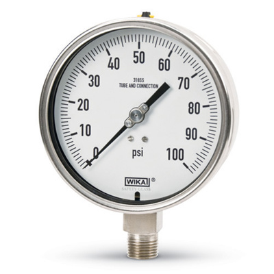 WIKA 2" Pressure Gauge, 30" Hg VAC, 1/4" Bottom, 50533614