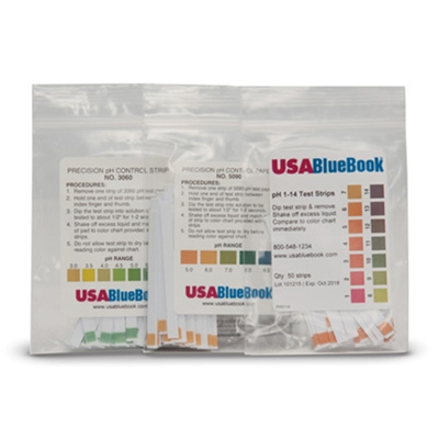 USABlueBook® pH Test Strips, 1 to 14 pH, 1 Unit Increments, 50/pack