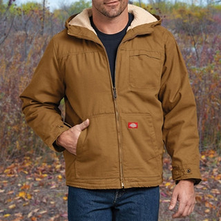 Dickies® Duck Sherpa-Lined Hooded Jacket, Brown, Large Tall, TJ350
